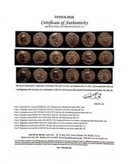 Roman Silver Denarii + COA. Antonius Pius + Commodus + Caracalla + Elagabalus
