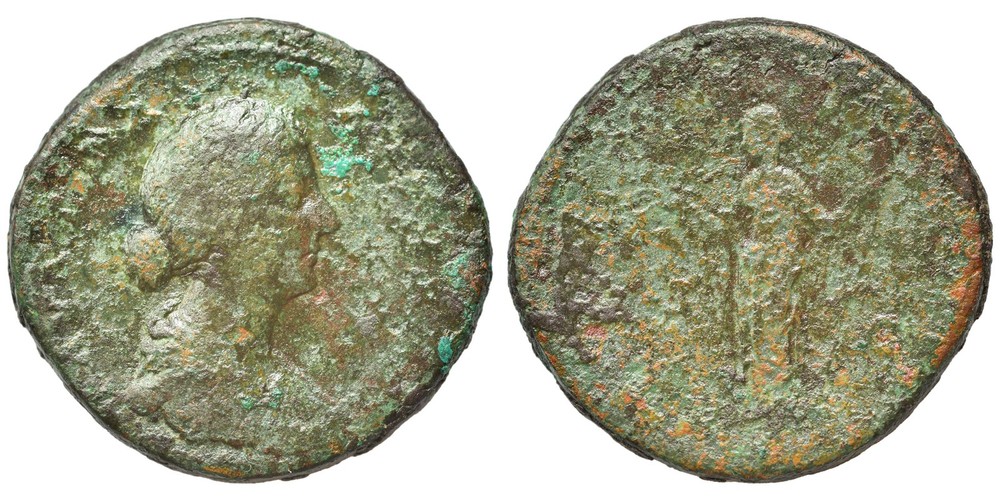 Roman Bronze Sestertius – Rome 147-175 – Faustina II