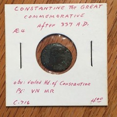 337 AD AE4 Constantine the Great Commemorative Veiled Head #G314