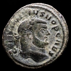 *Lucernae* Constantius I caesar follis FELIX ADVENT AVGG NN H PKΓ Carthage 298