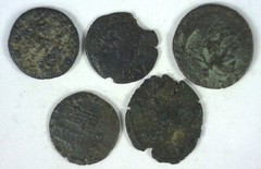 Roman Small Bronzes 5 Piece Lot AE Average 17mm Lot #06