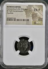 NGC Graded Certified Ancient Roman Coin Constantius II 337–361 AD Aquileia Ch F