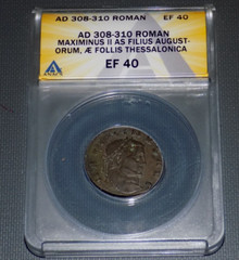 ANACS ROMAN EMPIRE MAXIMINUS II AD 308-310 AE FOLLIS Ancient Rome XF 40 Coin