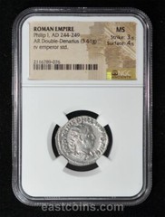 NGC MS 3/5 – 4/5 AD 244-249 Roman Empire Philip I Silver Antoninianus (23mm, 3.