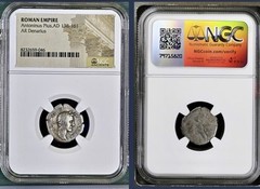 Roman Emperor Antoninus Pius Ancient Silver Denarius 138-161AD NGC Genuine Coin