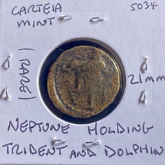 Roman Provincial 27BC-14AD Reign of Augustus Goddess Fortuna Neptune Coin Rare