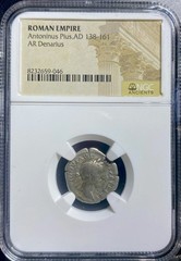 Roman Emperor Antoninus Pius Ancient Silver Denarius 138-161AD NGC Genuine Coin