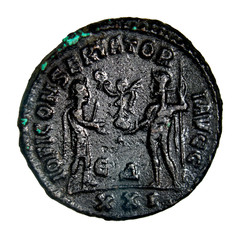 Maximianus AE Antoninianus Jupiter and Hercules Antioch AD 285 Roman Coin COA
