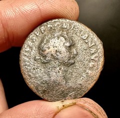 27mm Emperor Domitian (81-96AD) Bronze As, Nerva Reverse
