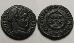 Rare Genuine Ancient Roman coin Constantine 320AD Ticinum Laurel wreath crescent