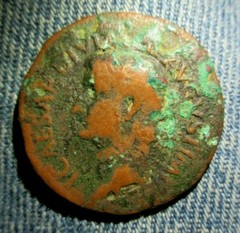 CAESAR DIVUS ANCIENT ROMAN 32 mm COIN 22-23 AD / REV PONTIF MAXIM ESTATE # 120