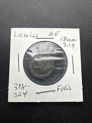 Licinius I. 308-324Ad Roman Follis Antioch Jupiter with Victory Coin 18mm 3.1g