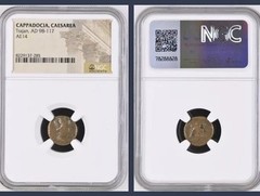 Cappadocia Ancient Roman NGC Certified Coin Trajan 98-117 AD AE14 Caesarea Rare