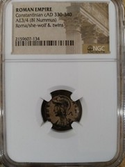 AD 330-340 Roman Empire Constantine l Bi Nummus, reverse symbolic Rome