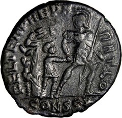 Constans Roman Bronze Coin Constantinople Hut Star – Choice VF – RIC 88 Large