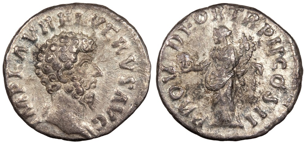 Lucius Verus 161-169 A.D. Denarius Good VF PROV DEOR TR P II COS II #AC106702