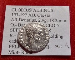 Clodius Albinus. As Caesar, AD 193-195. AR Denarius Rome mint Felicitas &sceptre