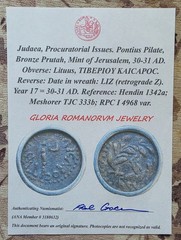 Pontius Pilate Genuine Ancient Jewish Roman Jesus Time Coin 925 Silver Necklace