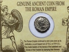RARE FRAMED WOOD MATTED SILVER ROMAN EMPEROR SEPTIMIUS SEVERUS COIN BLACK CAESAR