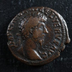 Lucius Verus As 161-162 Rome RIC 1316 Marcus Aurelius and Lucius clasping hands