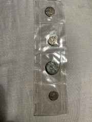 Various ancient coins from the world, 4 piece all together set, 1 verified Roman