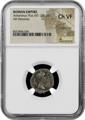 Roman Empire Antoninus Pius AR Denarius AD 138-161 NGC CH VF