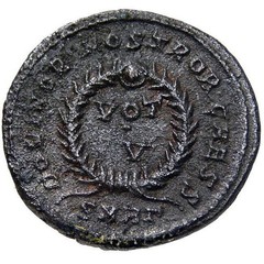 Constantine II/VOT V Wreath RARE Unlisted in RIC Heraclea mint Roman Empire Coin