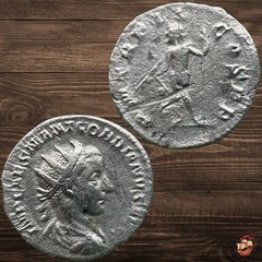 Roman Coin – Silver Antoninianus – Gordian III P M TR P II COS P P Jupiter #t248