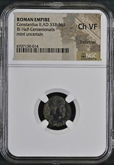 Constantius II,AD 337-361 ROMAN EMPIRE BI Half-Centenionalis NGC Ch VF