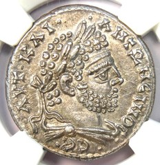 Caracalla BI Tetradrachm Coin 198-217 AD – NGC MS (UNC) – 5/5 Strike and Surface