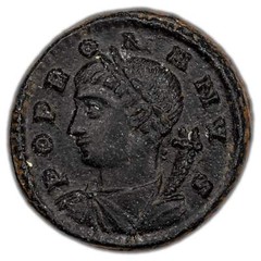 Ancient Rome AD 330 Constantine I AE 1/2 Nummus Coin RIC #22 1.54g
