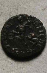 Rare original ancient Roman coin Theodosius AE4 Victory captive chi-rho 395AD