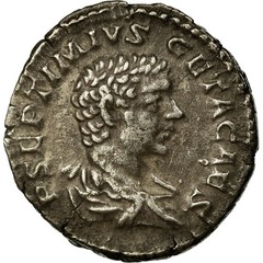 [#494994] Coin, Geta, Denarius, 206, Rome, AU, Silver, RIC:51