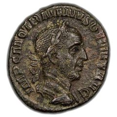 Ancient Rome AD 250 Trajan Decius AE Semis Coin RIC #128 3.50g
