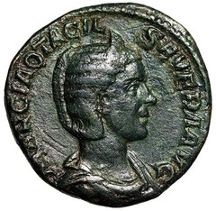 Otacilia Severa (Wife of Philip I) Sestertius “Pudicitia Seated” Very Fine