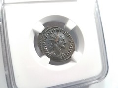 Probus Roman Empire NGC Ch AU Aurelianianus Soldier Spear Shield Branch Come Sav