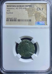 Emperor Honorius 393-423AD NGC Graded Choice Fine Ancient Roman Coin Globe