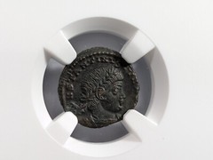 Constantine II Roman Empire AE4 BI Nummus AD 337 NGC Ch AU Soldiers Standards