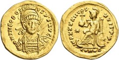 Theodosius II, 402-450. Solidus Gold 20 mm 4.01 g 6 h Constantinopolis 443-450