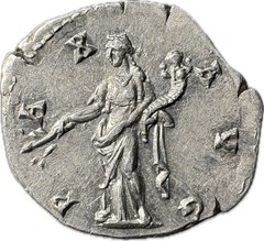 Roman Empire – Antoninus Pius, AD 138-161 – AR Denarius – Pax Standing