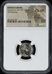 Faustina Jr.,AD 147-175/6 ROMAN EMPIRE AR Denarius NGC Ch VF