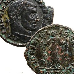 MAXENTIUS / Fides with Military Standards. Ostia, Italy SCARCE Large Follis Coin