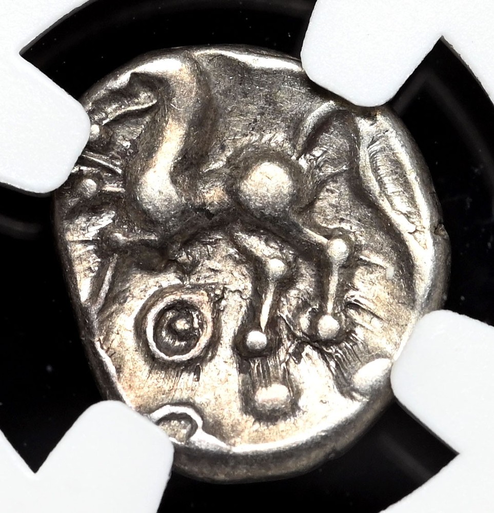 CELTIC GAUL, Aedui. 1st Century BC. Silver Quinarius, Horse, NGC VF