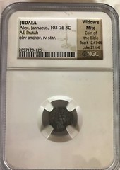 Widows Mite Ancient Coin NGC Certified High Grade Judean Prutah (103-76 BC)