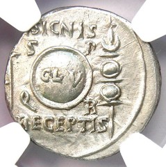Augustus AR Denarius Silver Octavian Roman Coin 19 BC – Certified NGC AU