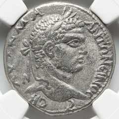 Caracalla 198-217 AD Tetradrachm, NGC COMMAGENE ZEUGMA Roman Empire Silver Coin