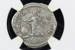 Roman Coin Geta AR Denarius Victory Wreath & Shield Rome 209-211 AD | NGC VF