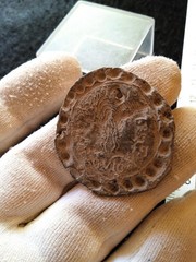 Superb roman legionary lead of documents , decorated 2 faces ,MUN ITALIC SC