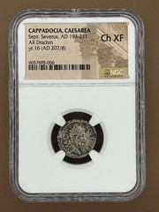 Septimius Severus AR Drachm Silver Roman Coin AD 193-211, NGC Choice XF