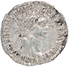 Domitian, Roman Empire (81-96 AD) , AR Denarius, Rome Mint, NGC Ch XF